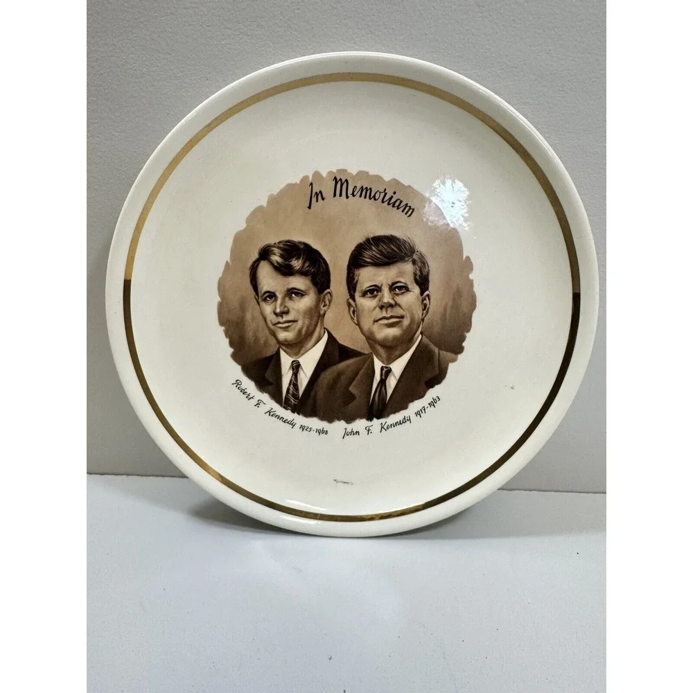 Vintage in Memoriam Robert F. and John F. Kennedy Plate 1917-1963 from the 1960s